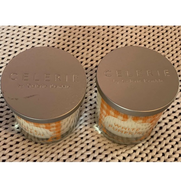 (2) Celerie Kemble White Pumpkin Candles - Picture 2 of 4